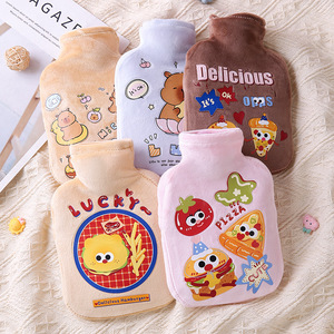 Linda Botella de Agua Caliente con Diseño de Dibujos Animados, Mini Calentador de Manos para Oficina, a Prueba de Fugas, con Funda de Felpa - Product Image 1