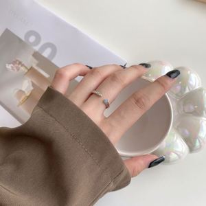Dylam Adjustable 925 Sterling <b>Silver</b> Statement <b>Rings</b> with Colorful Stone Personalized Letter <b>Stacking</b> <b>Ring</b> for Women Girls - Product Image 2