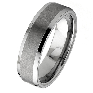 Anello da uomo in carburo di tungsteno lucido, smussato, spazzolato, sfaccettato, con vestibilità comoda - Product Image 5