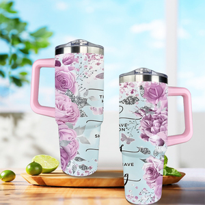 Taza Aislada <span class=keywords><strong>de</strong></span> Acero Inoxidable <span class=keywords><strong>de</strong></span> 30oz con Texto Bíblico <span class=keywords><strong>de</strong></span> Rosa Púrpura y Asa con Brillo <span class=keywords><strong>de</strong></span> Mariposa - Envío Gratis desde EE. UU. - Product Image 2