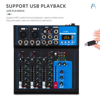 Console de mixage professionnelle, contrôleur DJ/console audio avec interface USB pour karaoké à domicile, scène, stéréo, 4 canaux, F4