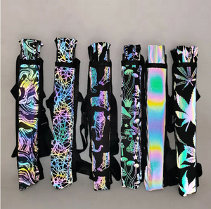 Ventilateur à main en bambou noir de 33cm, musique élégante, grand ventilateur Rave Clack avec tissu réfléchissant à motif champignon 100% en stock - Product Image 6