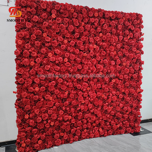 Mur de fleurs artificielles en rose 3D lisses faites à la main, arrangement floral au toucher réel, toile de fond de fleurs en tissu souple enroulable, fleurs luxueuses - Product Image 4