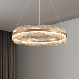 Lustre de salon de villa moderne de luxe léger, <span class=keywords><strong>luminaire</strong></span> LED circulaire pour hall, inspiré des designers, à intensité variable tricolore et commande vocale - Product Image 1