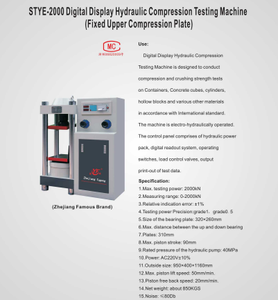 Máquina de Ensayo de Compresión con Pantalla Digital YF STYE-2000 <span class=keywords><strong>CTM</strong></span> (Placa de Compresión Superior Fija) - Product Image 2