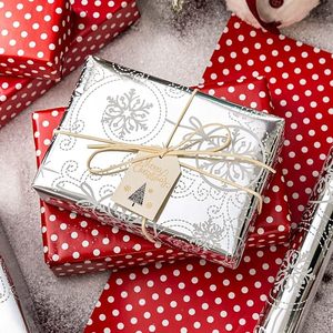 Custom Shiny Sliver Reversible Snowflake Bell <b>Wrapping</b> <b>Paper</b> for Christmas Gift Packaging <b>Paper</b> for Party DIY Decoration Holiday - Product Image 2
