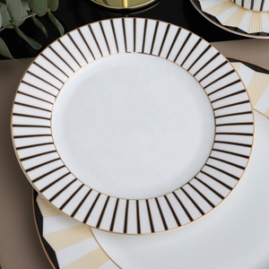 Ensemble d'assiettes à dîner en céramique vintage décoration de banquet de mariage ensemble de vaisselle de 8 pouces 10 pouces pour hôtel - Product Image 5