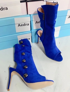 Fresh Yellow Breathable Open Toe <b>Boots</b> 2022 <b>Spring</b> High Heel Peep Toe Shoes Ankle <b>Boots</b> Studs Irregular Cut Side Zip Size 47 - Product Image 6