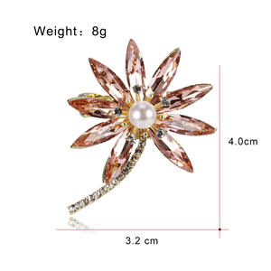 Nuevo Broche de Árbol de Coco de Cristal para <span class=keywords><strong>Mujer</strong></span>, con Perlas y Diamantes de Imitación, Diseño de Hoja y Flor, Estilo Coreano, Accesorio de Lujo Ligero para Abrigo - Product Image 2