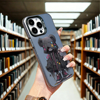Coque de téléphone portable en TPU motif Ours Violent Coloré, antichoc et anti-traces de doigts, couleur argentée, pour iPhone 17/16/15 14 Plus/13/12 11 Pro