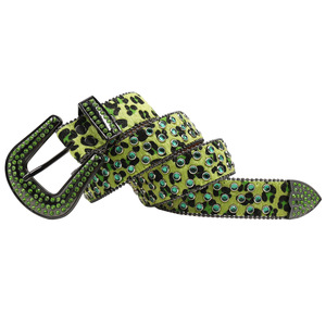 <span class=keywords><strong>Ceinture</strong></span> pour <span class=keywords><strong>homme</strong></span> personnalisée <span class=keywords><strong>BB</strong></span> en strass clouté de cristaux avec boucle en alliage à motif léopard Bling Bling <span class=keywords><strong>Simon</strong></span> Sparkle - Product Image 2