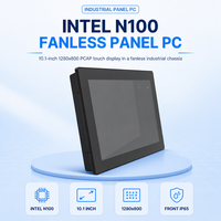 PC Panel Industri 10.1 Inci Intel N100 Tanpa Kipas 1280x800 Layar Sentuh PCAP Depan IP65 RS232 COM RJ45 VGA 12V DC
