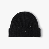 Bonnet côtelé pour femme, bonnet d'hiver en tricot doux, bonnet classique à revers pour temps froid, bonnet en tricot côtelé pour l'extérieur, OEM/ODM