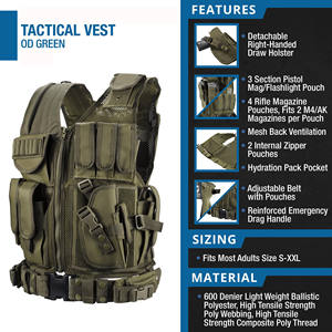 調整可能な戦術戦闘ベストホルスターポーチ付きスタイルギア屋外戦術ベストバッグ - Product Image 2