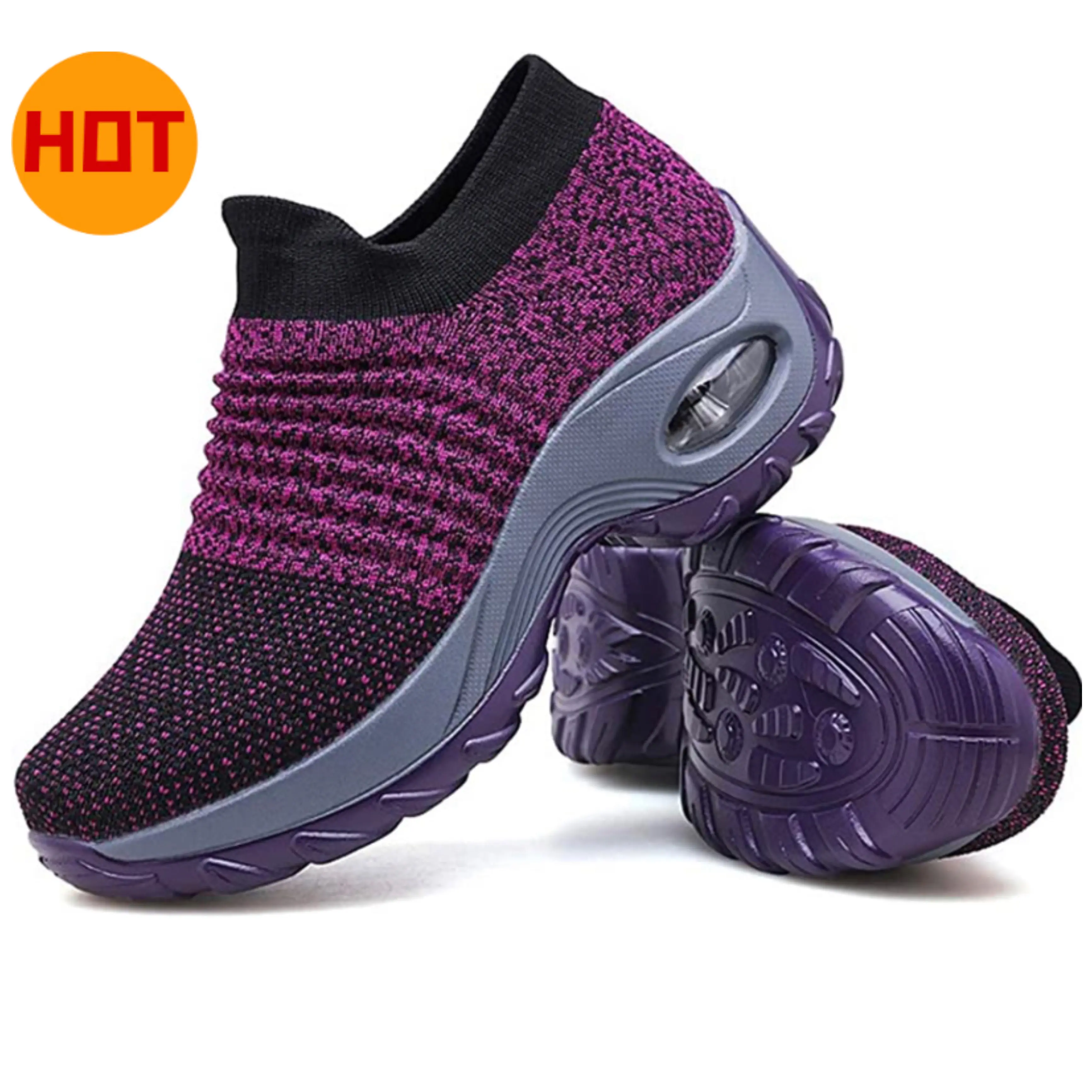 2022 Fashion Cheap Breathable Mesh Nurse Wedge Shoes Women's Walking Style Sports Shoes Sock Sneakers For Ladies Casual Shoes