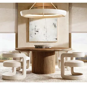Mesa de comedor redonda de madera sólida de roble, juego de muebles de lujo, sillas, novedad