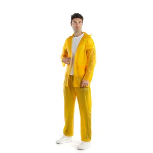 Vendita calda della fabbrica all'ingrosso Rainwear adulto Unisex uomo impermeabile PVC impermeabile impermeabili all'aperto tuta antipioggia in plastica cappotti antipioggia