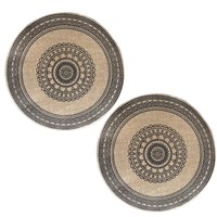 Sets de table ronds imprimés en jute et lin de style bohème, 15 pouces, très vendus, résistants à la chaleur et antidérapants