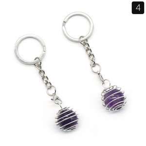 Portachiavi con <span class=keywords><strong>Sfera</strong></span> di Cristallo Lucidato Inciso per Guarigione, Ciondolo Rimovibile per Borsa con Ametista, Portafortuna per Regalo Festivo - Product Image 5