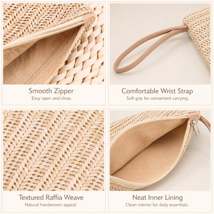 Borsa Cosmetica in Paglia di Rafia Stile Fattoria con Logo Personalizzato, Borsa Trucco Portatile Ecologica <span class=keywords><strong>per</strong></span> Donne, Ragazze, Clutch Estiva da Spiaggia - Product Image 5