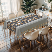 Nappe marocaine carrée blanche à motifs floraux RNPT, nappe en PVC, nappe anti-taches, protection pour les fêtes et les anniversaires
