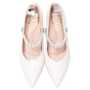 รองเท้าเจ้าสาวส้นเตี้ยหนังแท้สีขาว - Product Image 3