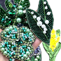 PH102 Appliques de fleurs en perles de verre populaires, plantes, paillettes, cactus vert, accessoires de vêtements DIY, patchs pour sacs