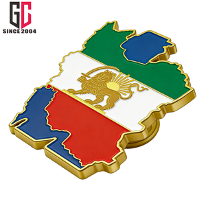12 Yıllık Fabrika Üretimi Özel Metal Emaye Rozetler İran Haritası Yaka İğnesi Aslan ve Güneş Bayrağı İran Gururu Hediye Rozeti Altın Kaplama - Product Image 2