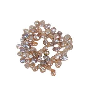 Collier en perles d'eau douce naturelles de forme irrégulière, argent naturel gris argenté, or blanc, trois sept trous, pétales de fleurs baroques - Product Image 5