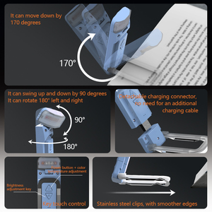 Lampe <span class=keywords><strong>de</strong></span> lecture LED à intensité variable EGH 3 modes, batterie rechargeable, clip flexible pour <span class=keywords><strong>livres</strong></span>, lit, voyage, enfants et adultes - Product Image 3