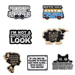 Sming broches noir mouton Club émail broche dessin animé Animal Design revers Badge <span class=keywords><strong>Hippie</strong></span> âme <span class=keywords><strong>voiture</strong></span> broche personnalisée - Product Image 3