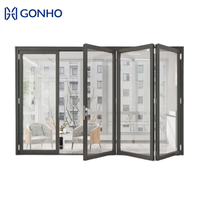 Portes pliantes modernes GONHO en verre trempé double avec moustiquaire anti-insectes, étanches, pour appartement