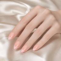 Nouveautés Y114 - Ensemble de faux ongles réutilisables Kaixin courts en forme d'amande, rose clair, style français, en ABS, à coller, 10 pièces