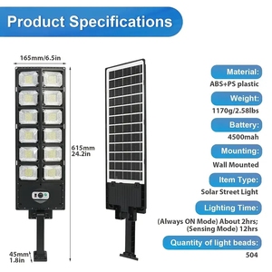 Lampadaire solaire ultra-lumineux 504 LED-Capteur de mouvement grand angle, économe en énergie, réglable, du crépuscule à l'<span class=keywords><strong>aube</strong></span> - Product Image 3
