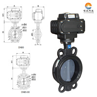 Vanne papillon électrique AC 220V 4-20mA modulante, type Wafer, corps en fonte ductile, IP67 PN16 DN50-DN500 pour applications chimiques
