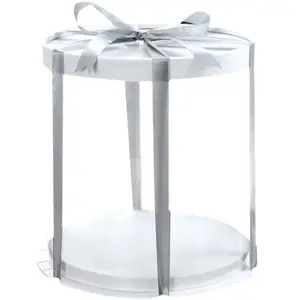 Cake Plastic Package Box Cube cylinder Clear Transparent Custom food flower tall cake box