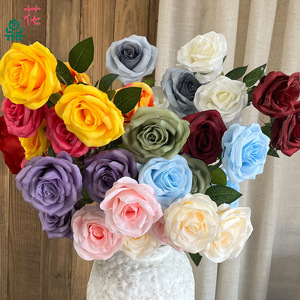 Fleurs de rose artificielles en soie, bouquet de décoration de mariage fait main, style naturel, multicolores - Product Image 4