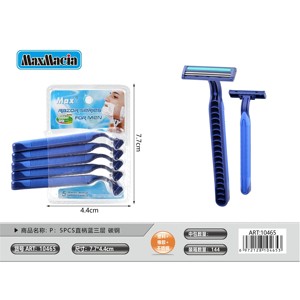Commercio all'ingrosso 5 pz rasoi in acciaio al carbonio per gli uomini con manico blu dritto singola lama sostituibile rasoi per il corpo usa e getta - Product Image 1