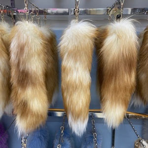 Porte-clés en fourrure de renard véritable, grande et moelleuse, style féerique, 45 cm de long, breloque pour sac à main, vente en <span class=keywords><strong>gros</strong></span> directe usine Chine - Product Image 6