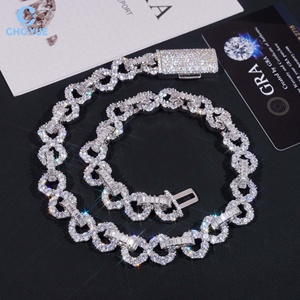 Collar de Plata S925 al por Mayor con Moissanita VVS, Eslabones Infinitos, Cadena Hip Hop con Diamantes Brillantes y Piedras Completas, Joyería para Fiestas - Product Image 4