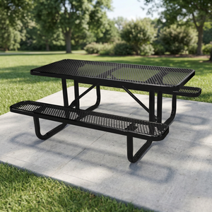 Outdoor Public Commercial 6ft 8ft Durable UV-Resistant Waterproof Rectangle Steel <b>Picnic</b> Dining <b>Table</b> <b>Bench</b> for Park Restaurant - Product Image 4