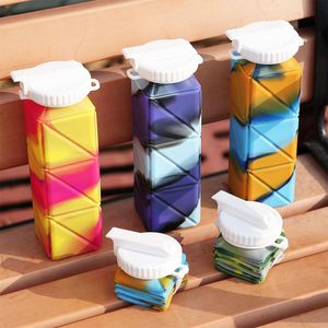 Silicone Folding Water Cup Outdoor Sports Square Portable Water Cup Food Grade with Straw Telescopic Cup Custom Logo - Product Image 3