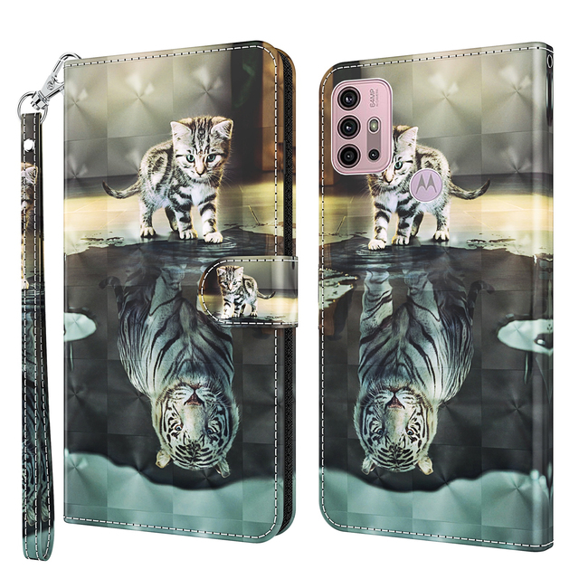 MOTO G50 3D Colored Painting PU Leather Case Flip Lanyard Wallet Phone Case for Motorola G50