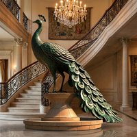Statue de paon majestueuse en bronze avec queue ondulante - Art métallique artisanal en fonte à la cire perdue, sculpture en bronze