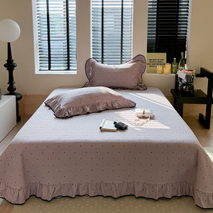 2025 nouveau Style coréen dentelle bord housse de couette coton couverture de lit à pois impression couvre-lit housse de couette quatre pièces ensemble de literie - Product Image 1
