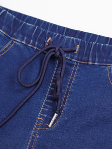Shorts en jean décontractés d'été pour femmes, extensibles, avec cordon de serrage, taille élastique, déchirés, style Bermuda, pour femmes - Product Image 4