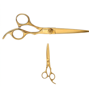 Ciseaux de barbier professionnels pour la coiffure, ciseaux de barbier dorés avec vis réglable et logo gratuit - Product Image 1