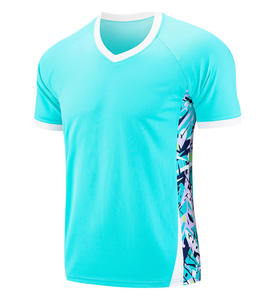 เสื้อยืดกีฬาผู้ชายสีขาว คอวี แขนสั้น แห้งเร็ว ผ้าถัก ลายสีสันสดใส ทรงปกติ - Product Image 1