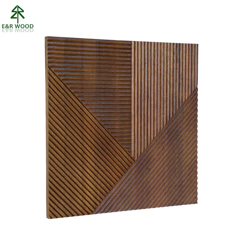 E&R WOOD Excellent Quality Exterior Modern Faux Wood Siding Decorative Interior Wall Panels 3D For Home Renovation