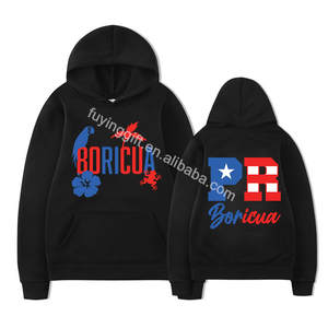 Sweat-shirt à capuche unisexe en polyester avec drapeau de Porto Rico, fierté portoricaine, imprimé personnalisé, décontracté - Product Image 3